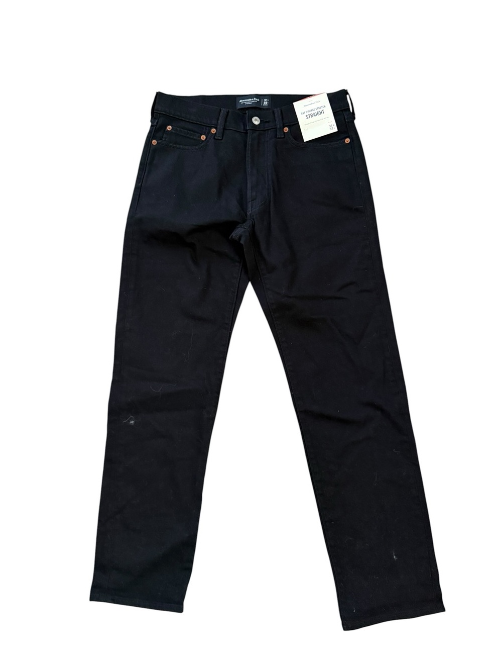 Abercrombie & Fitch A&F Vintage Stretch Straight Jeans in black,